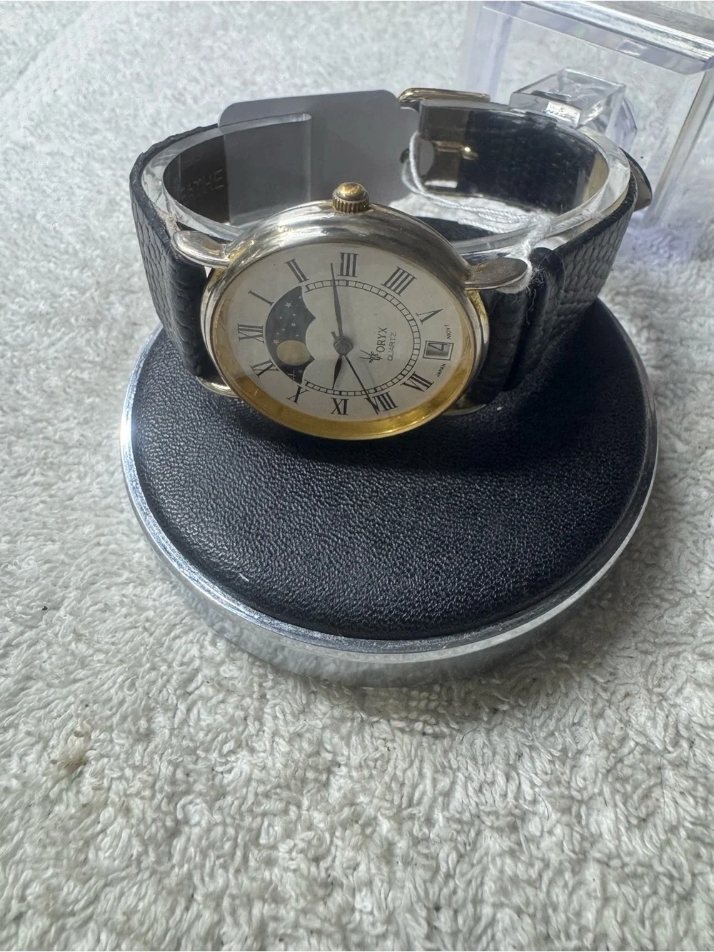 Oryx Men’s Gold-Tone Moonphase Quartz Watch - Black Strap
